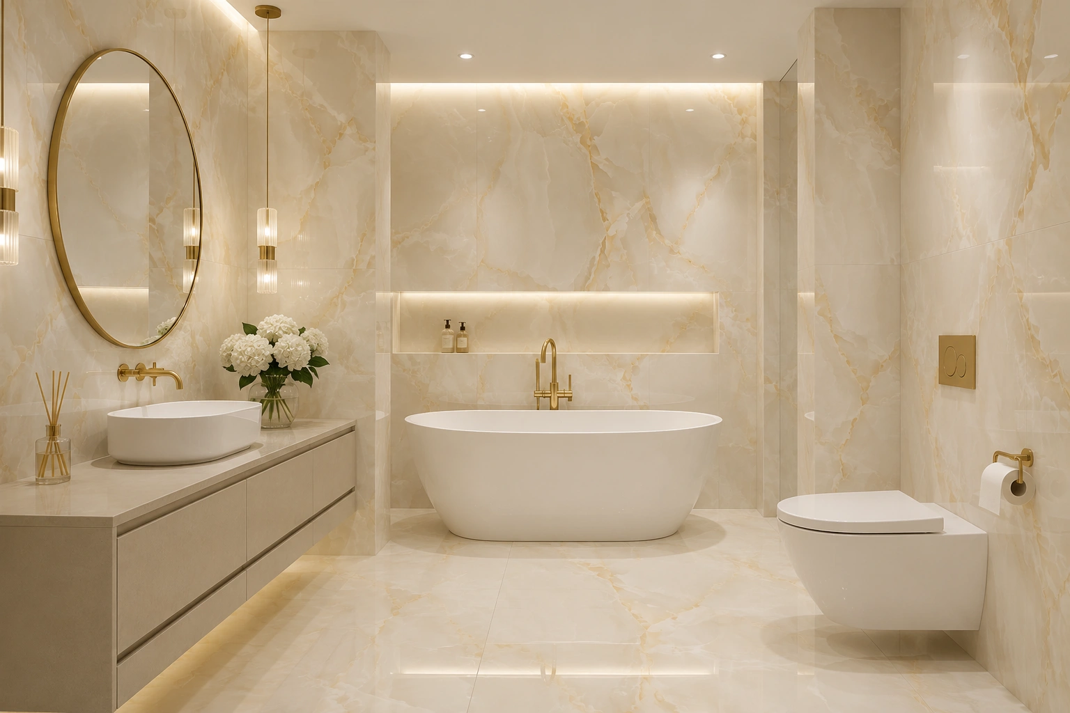 Glossy tiles ONYX BEIGE, 60x60 cm, DE